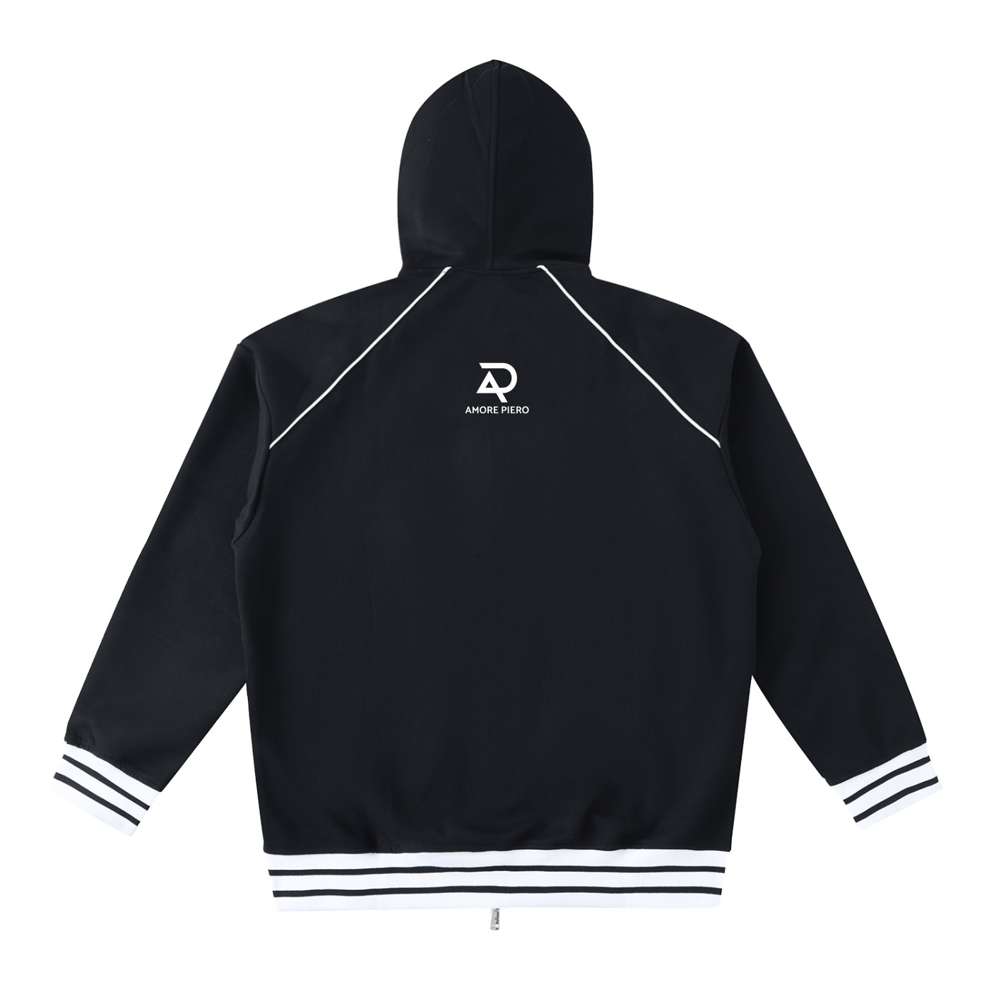 Ambition Striped Trim Zip-Up Hoodie