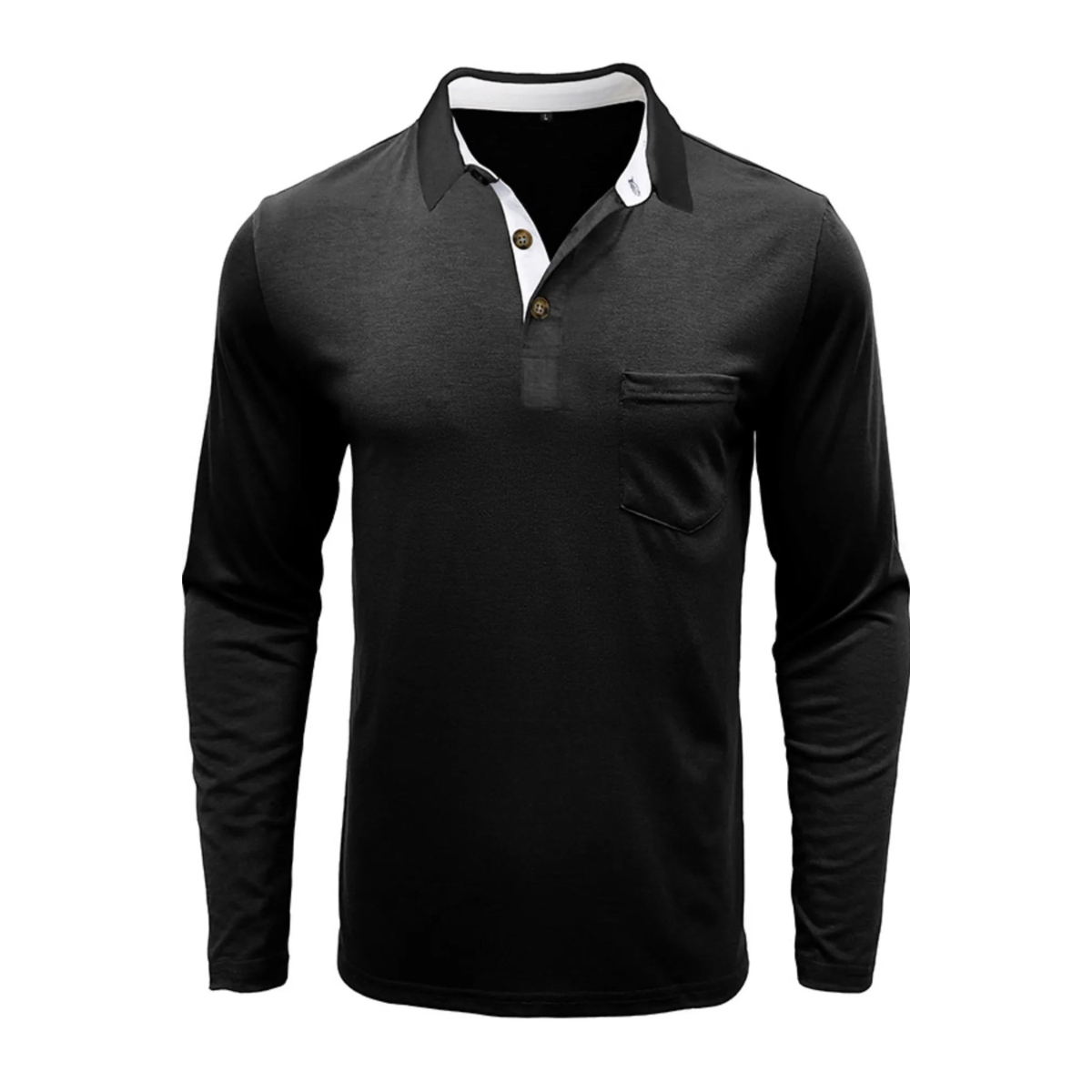 Men's Full Size Button Detail Long Sleeve Polo Plus Size
