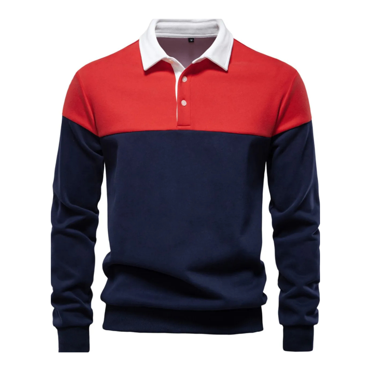 Men's Collared Neck Contrast Long Sleeve Polo