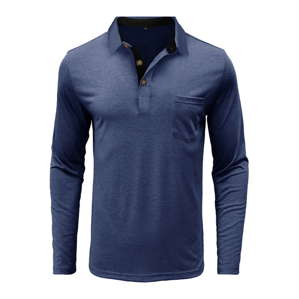 Men's Full Size Button Detail Long Sleeve Polo Plus Size