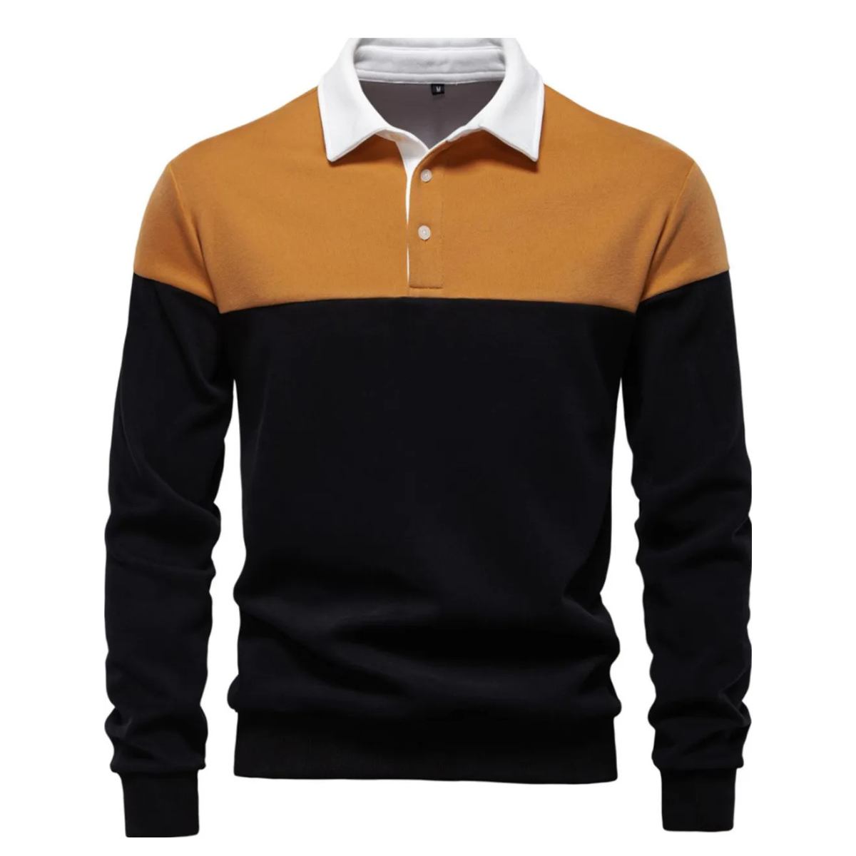 Men's Collared Neck Contrast Long Sleeve Polo