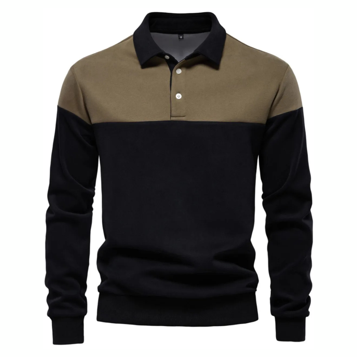 Men's Collared Neck Contrast Long Sleeve Polo