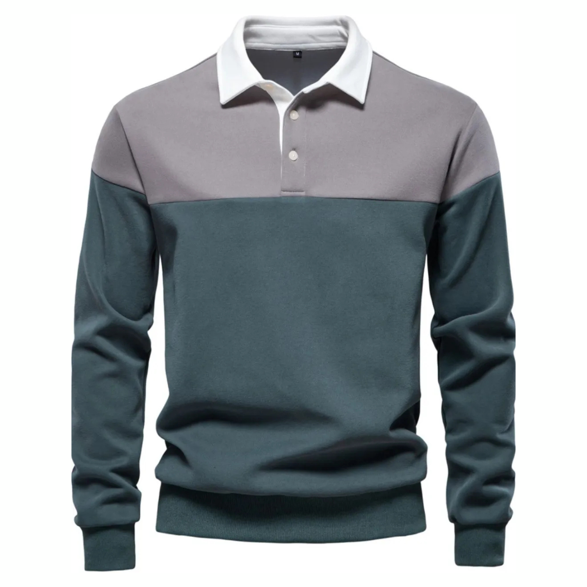 Men's Collared Neck Contrast Long Sleeve Polo