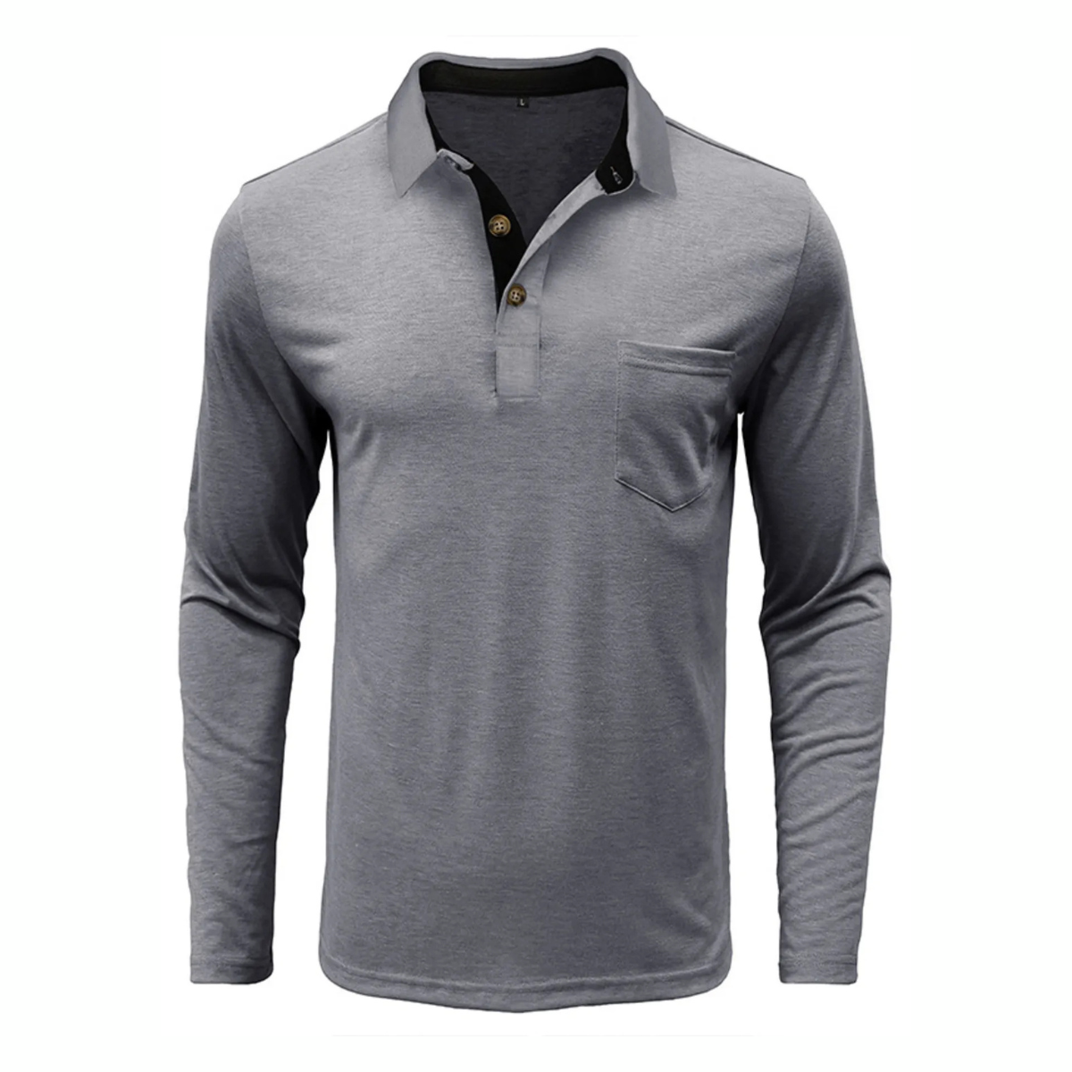 Men's Full Size Button Detail Long Sleeve Polo Plus Size