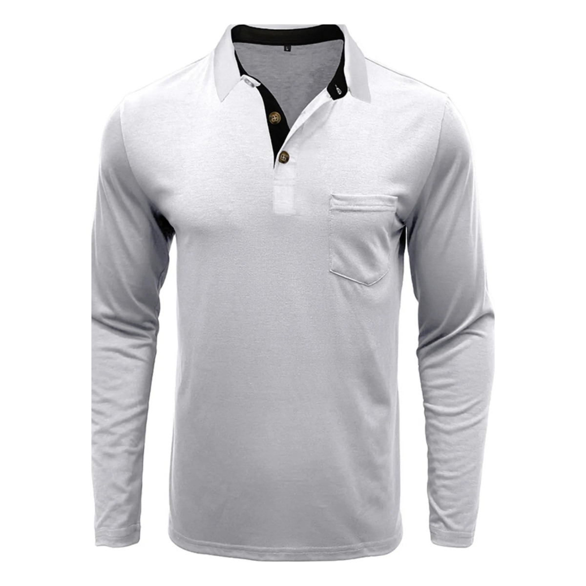 Men's Full Size Button Detail Long Sleeve Polo Plus Size