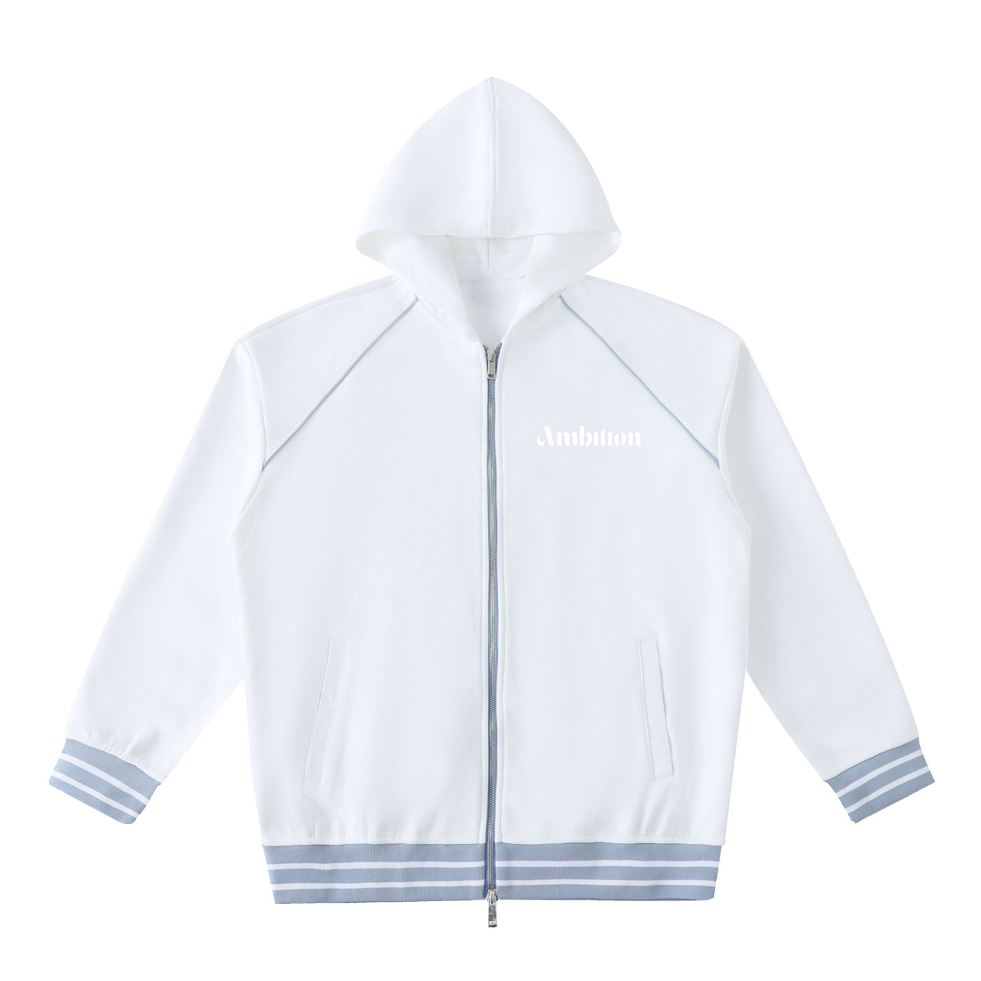 Ambition Striped Trim Zip-Up Hoodie