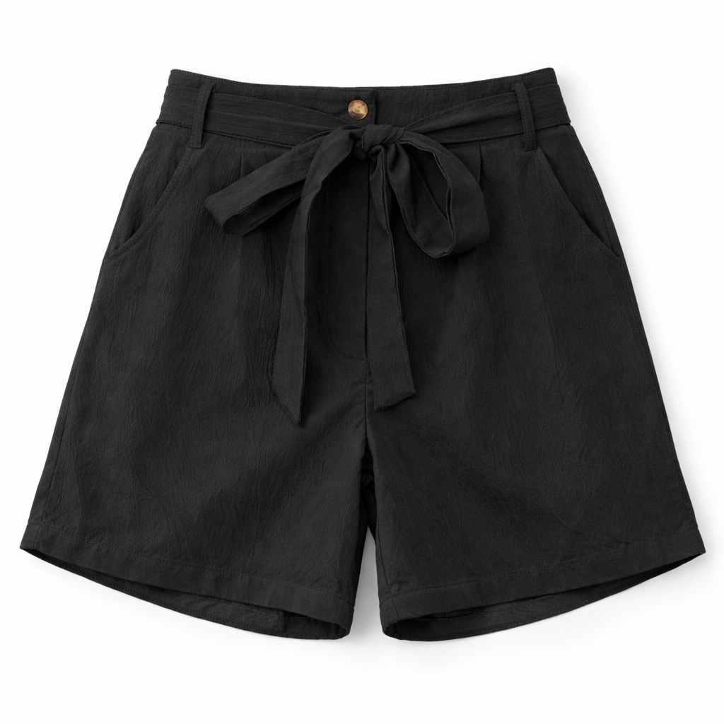 Tied High Waist Shorts with Pockets
