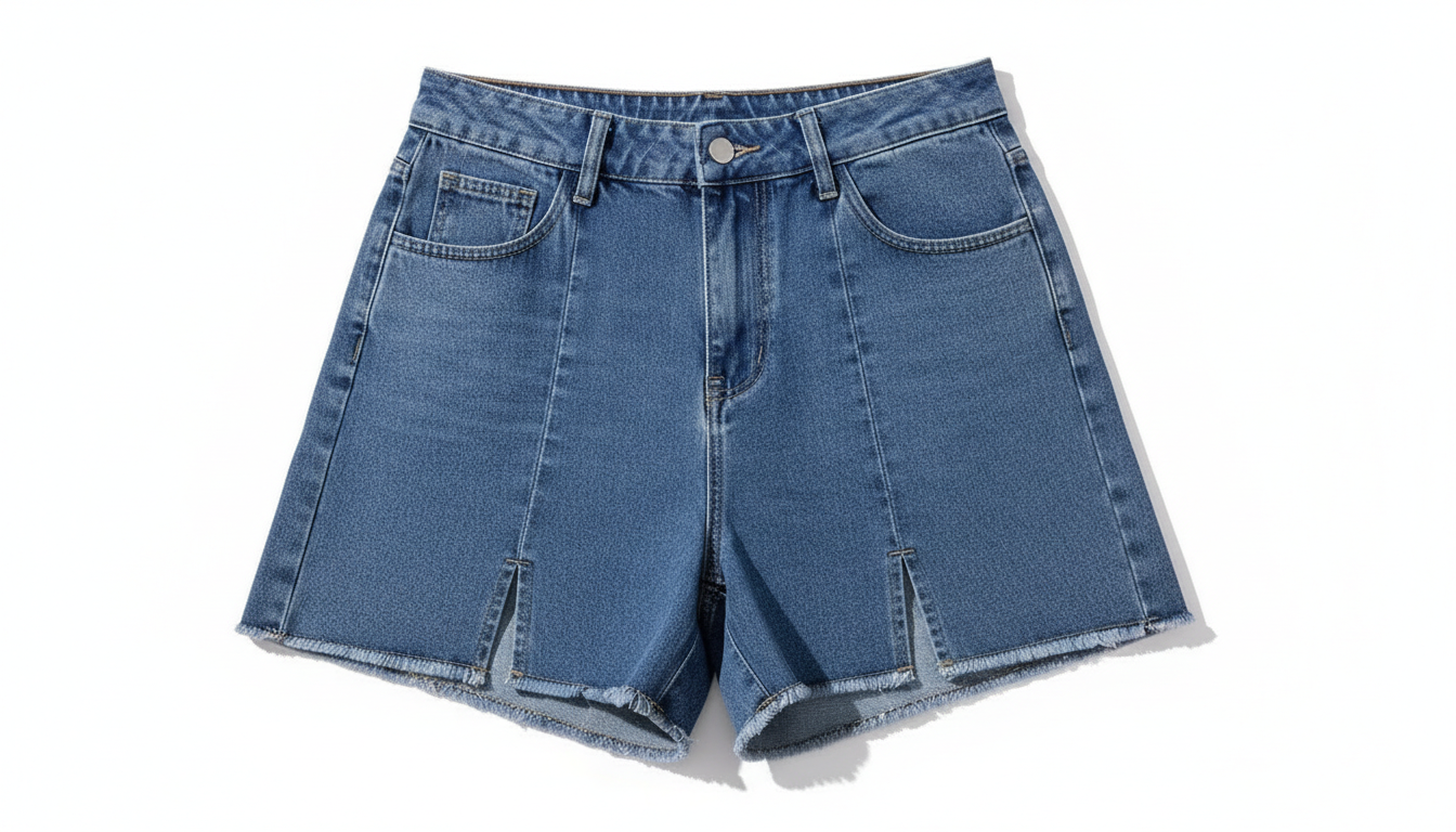 Raw Hem Slit Denim Shorts