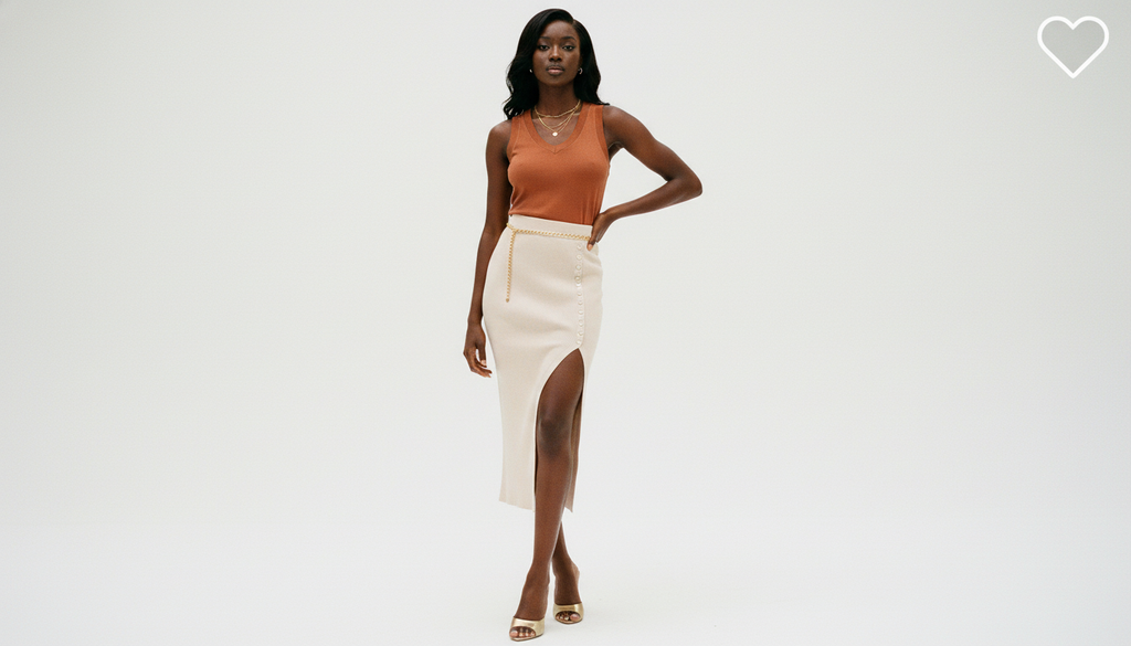Slit Elastic Waist Skirt