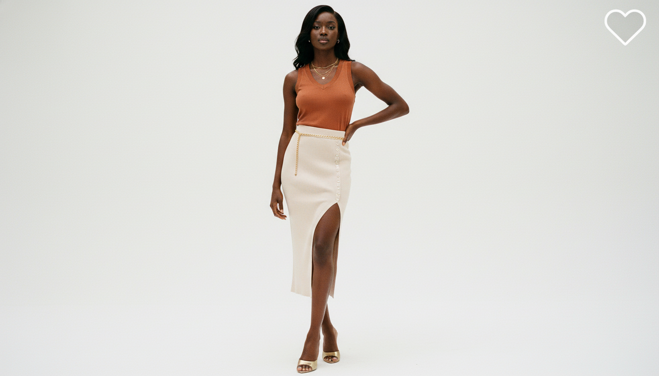 Slit Elastic Waist Skirt
