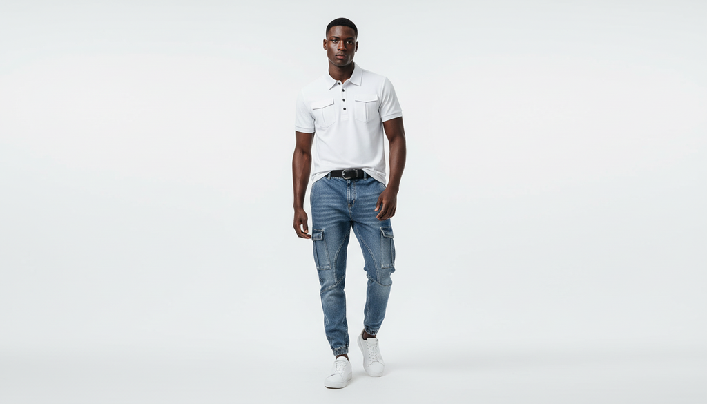 Cargo Relaxed Fit Drawstring Jeans