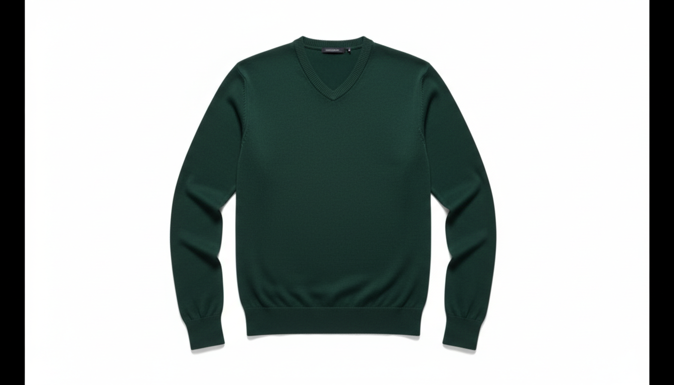 Men's Ribbed Hem V-Neck Long Sleeve Sweater