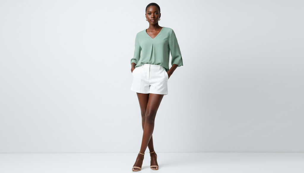 V-Neck 3/4 Sleeve Blouse