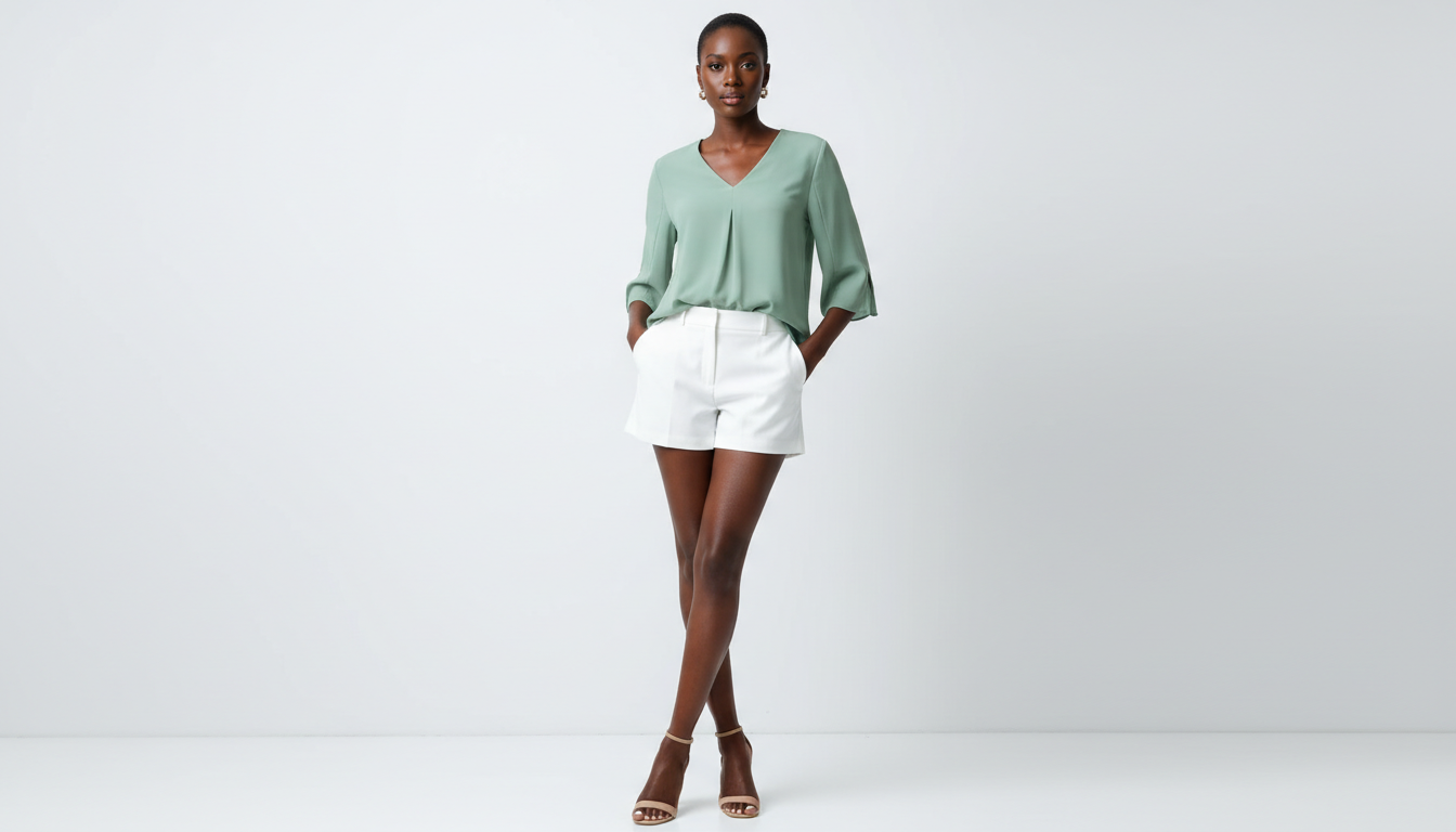 V-Neck 3/4 Sleeve Blouse