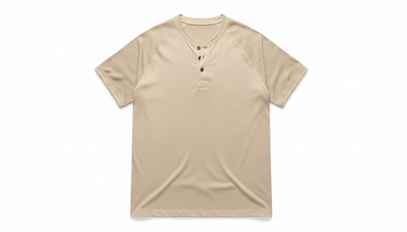 Men's Short Sleeve Henley Button Top