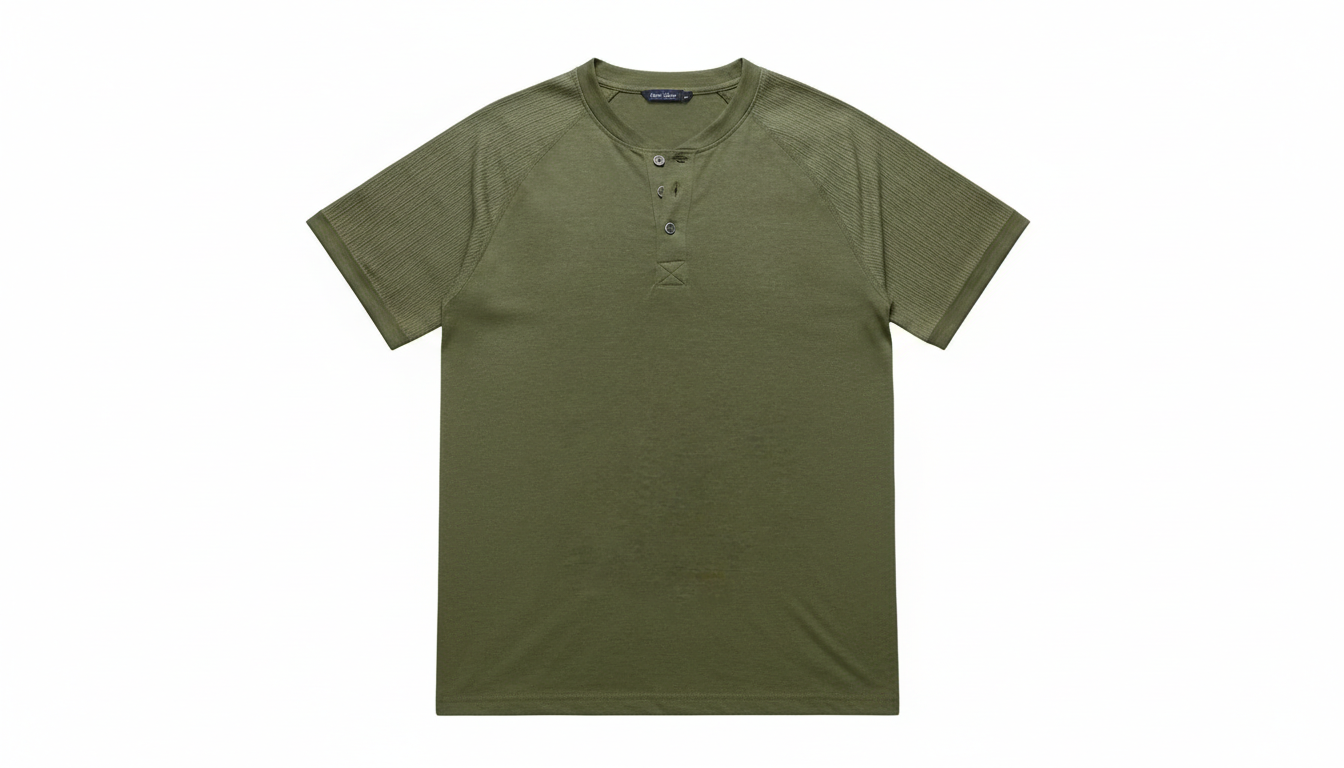 Men's Short Sleeve Henley Button Top