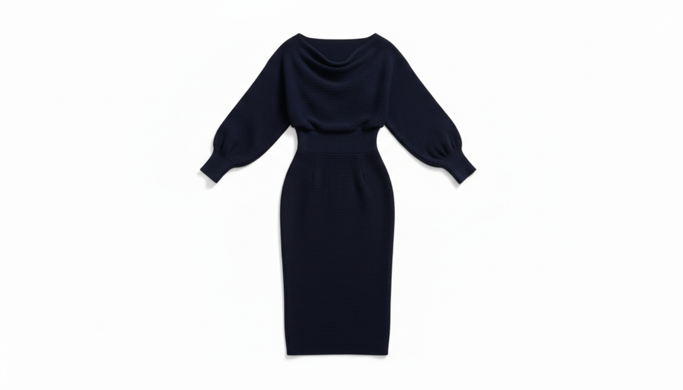 Cowl Neck Knit Body con Dress