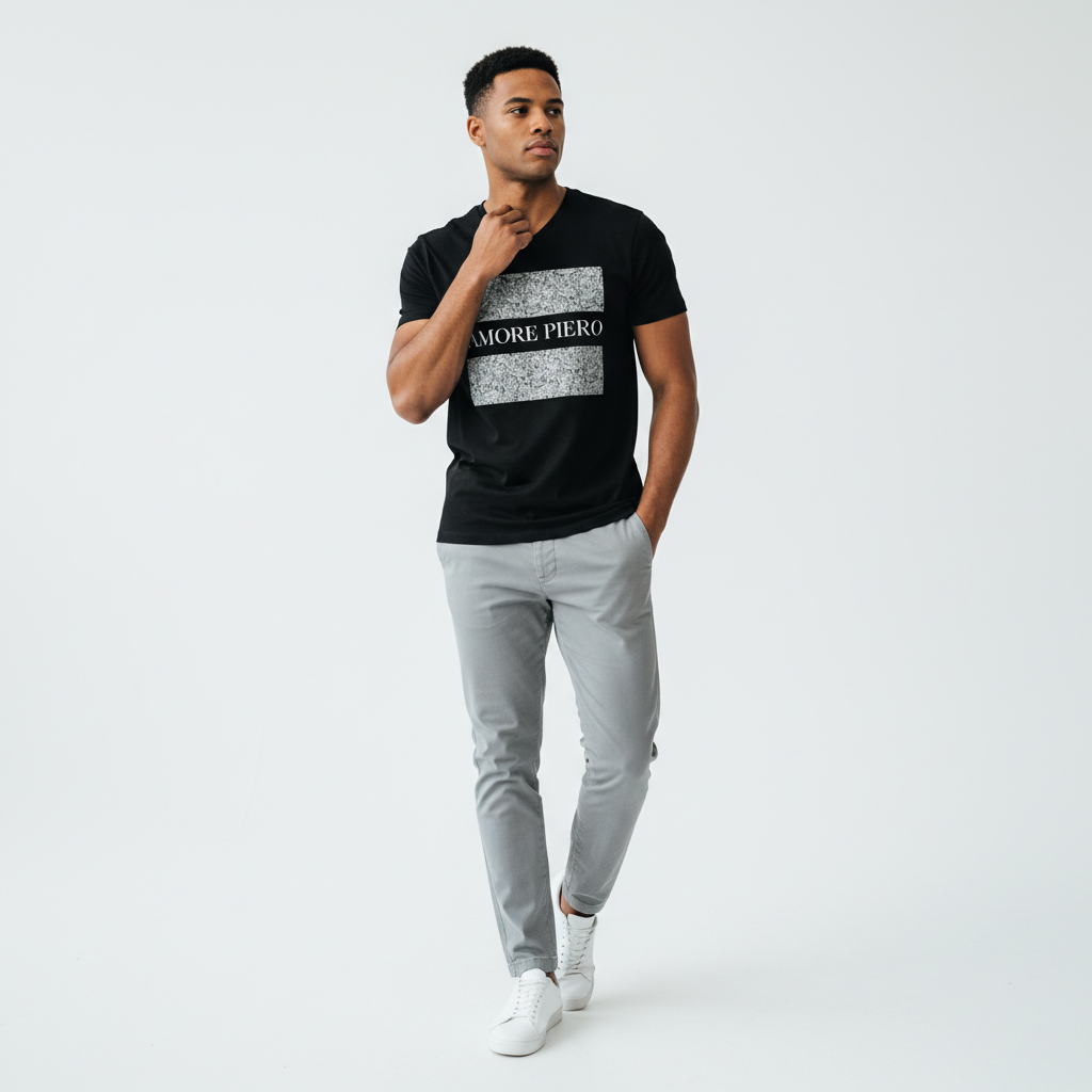 Baroque Short Sleeve V-Neck T-Shirt