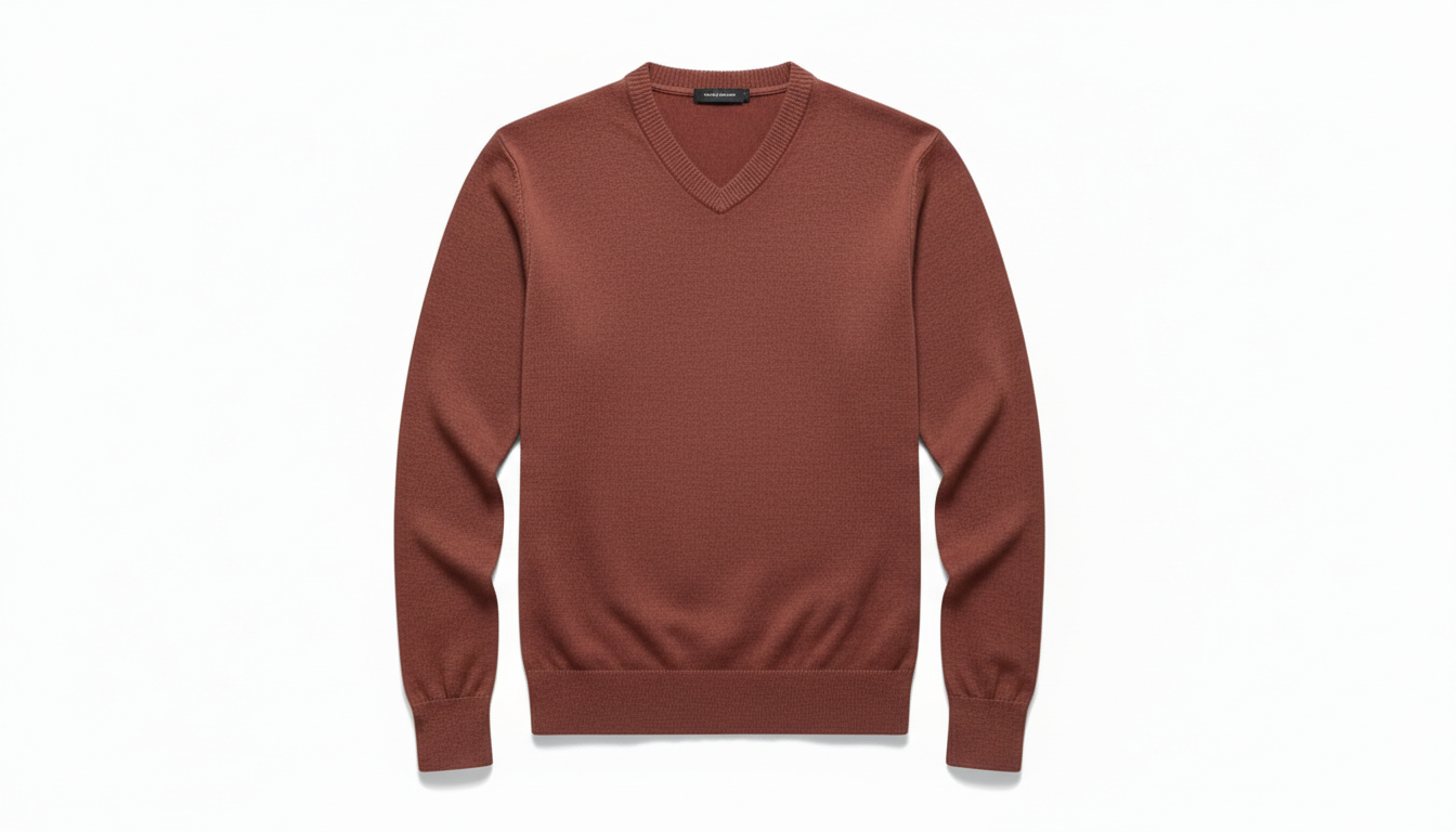 Men's Ribbed Hem V-Neck Long Sleeve Sweater