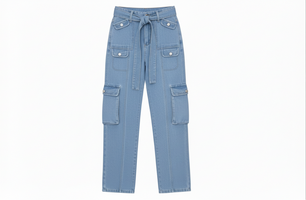 High-Waisted Multi-Pocket Cargo Jeans
