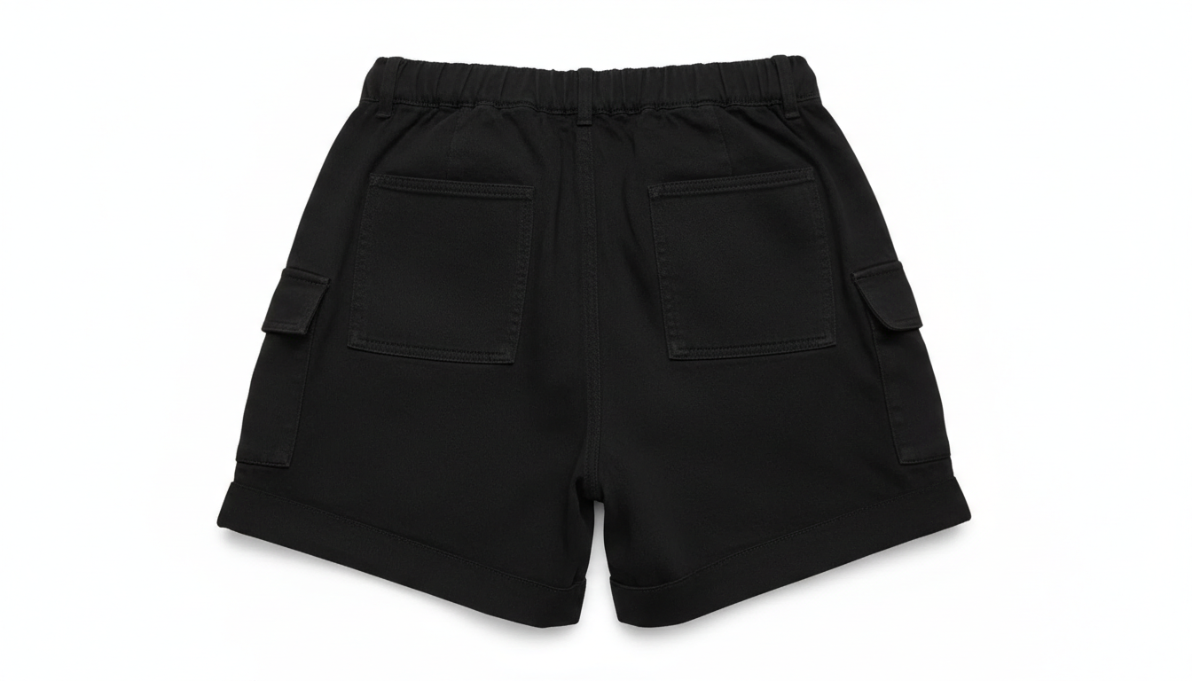 High Waist Denim Cargo Shorts