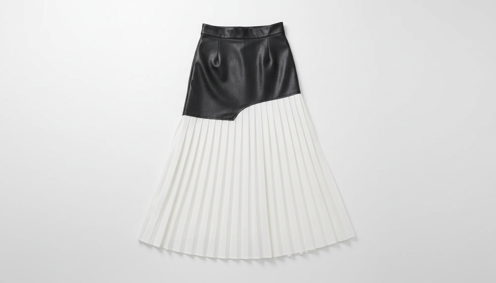 Pleated Contrast High Rise Skirt
