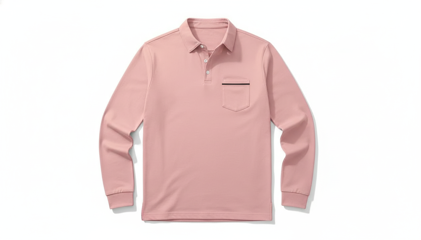 Men's Full Size Button Detail Long Sleeve Polo Plus Size