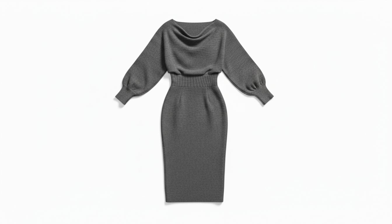 Cowl Neck Knit Body con Dress