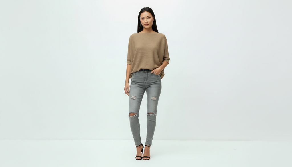 Round Neck Half Sleeve Knit Top