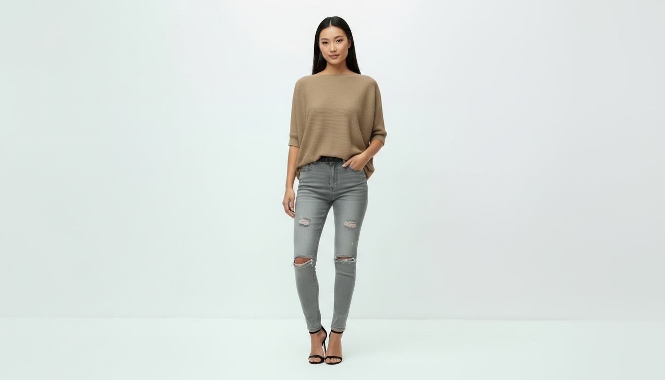 Round Neck Half Sleeve Knit Top