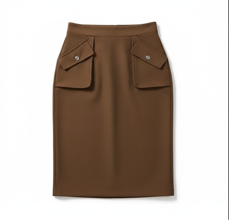 Elastic Waist Skirt with Pockets