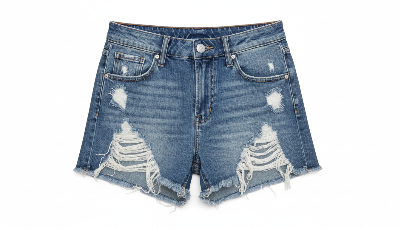 Distressed High Waisted Denim Shorts