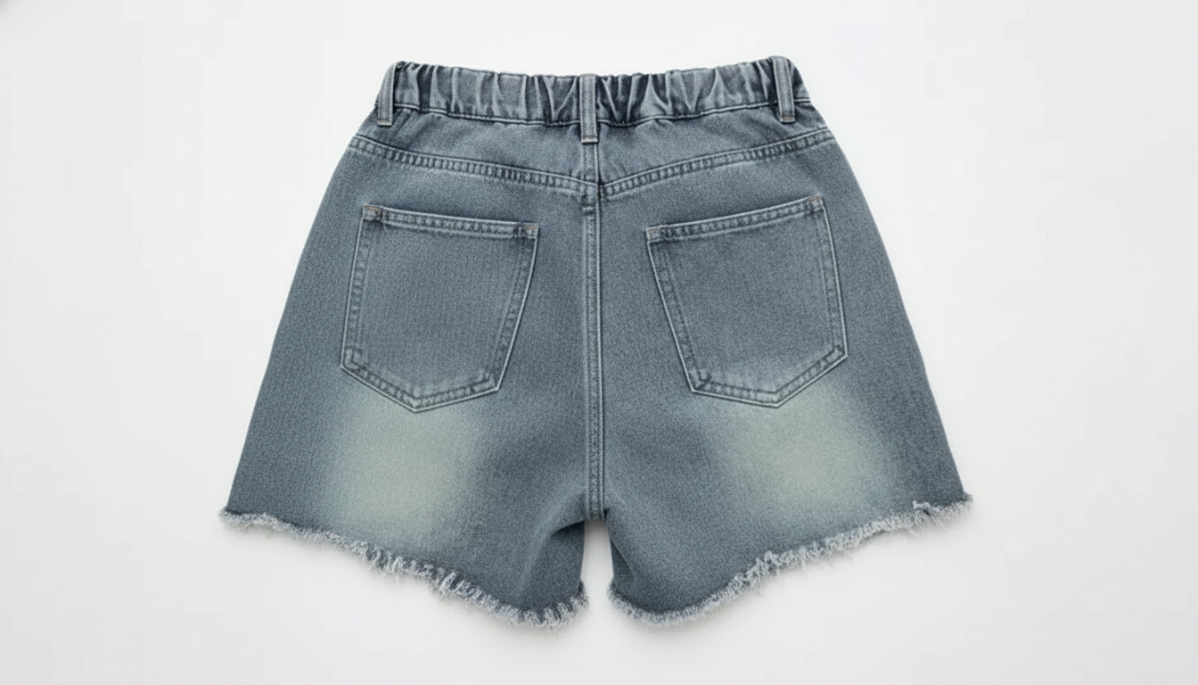 Hem Studded Denim Shorts