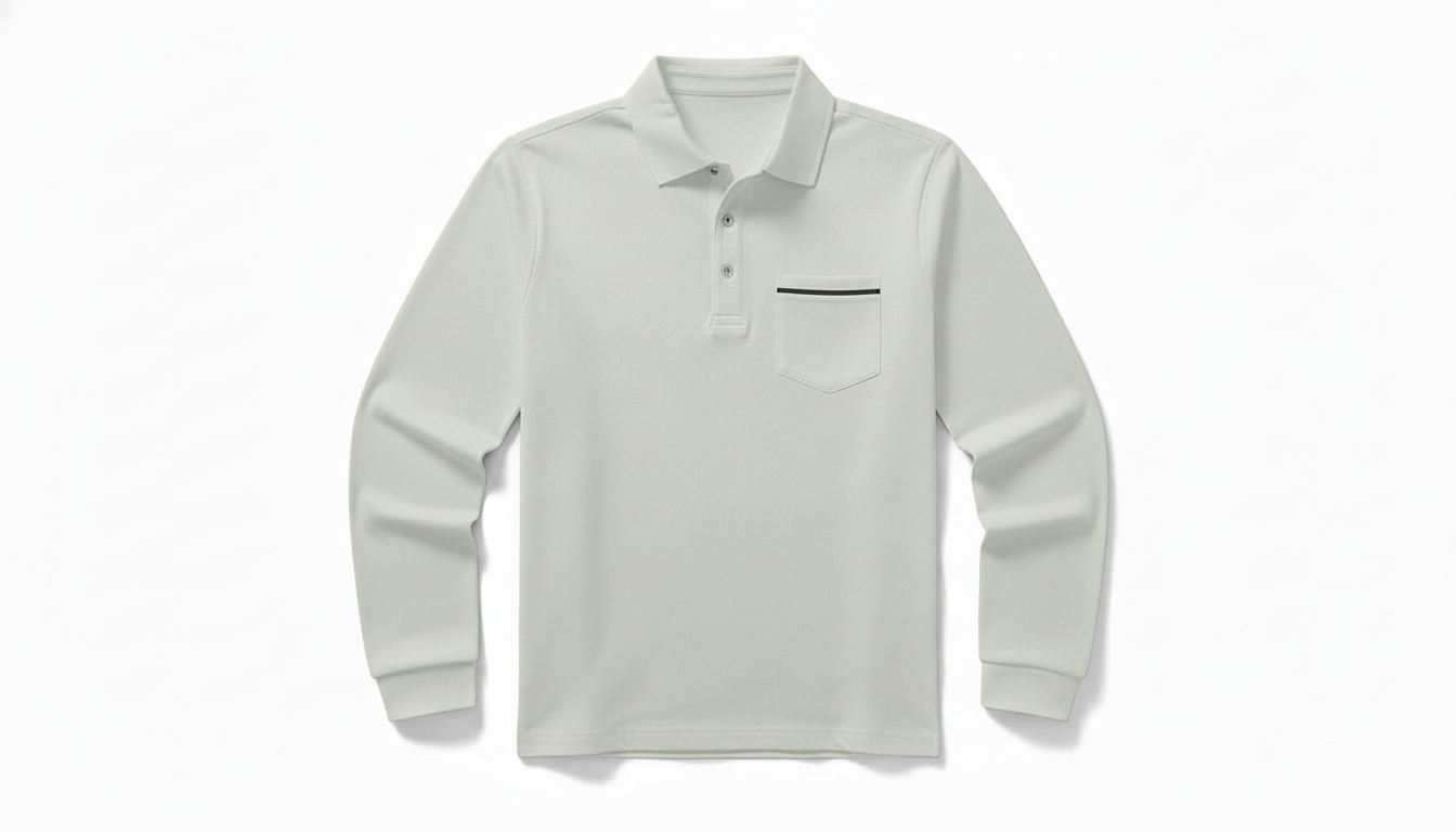 Men's Full Size Button Detail Long Sleeve Polo Plus Size