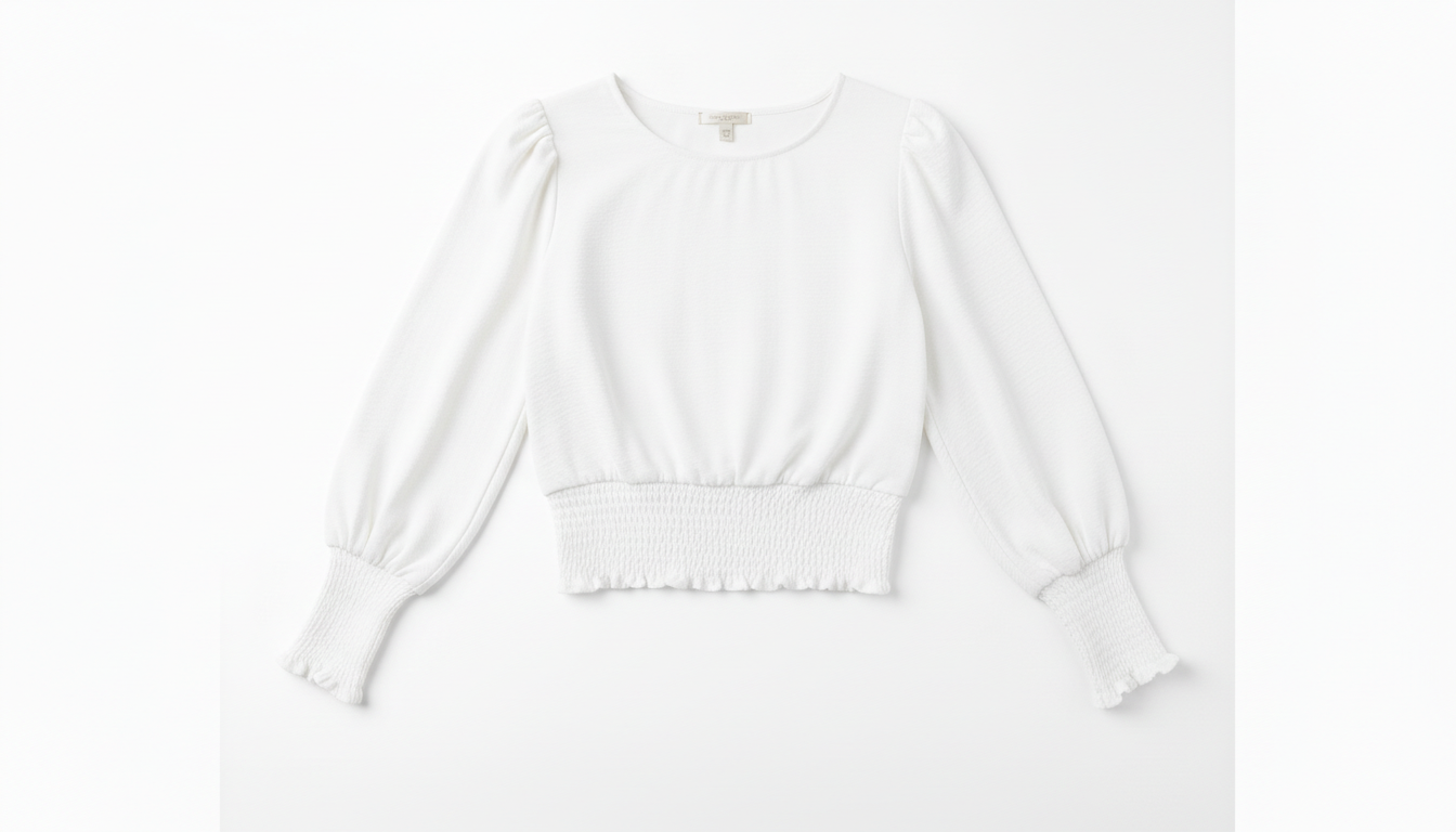Smocked Waist Round Neck Blouse