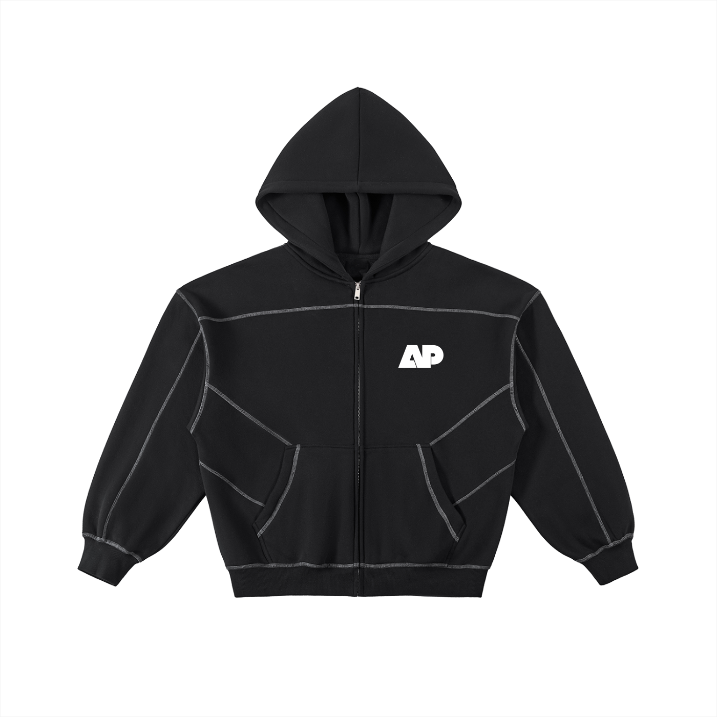 AP Contrast-Stitched Zip-Up Hoodie